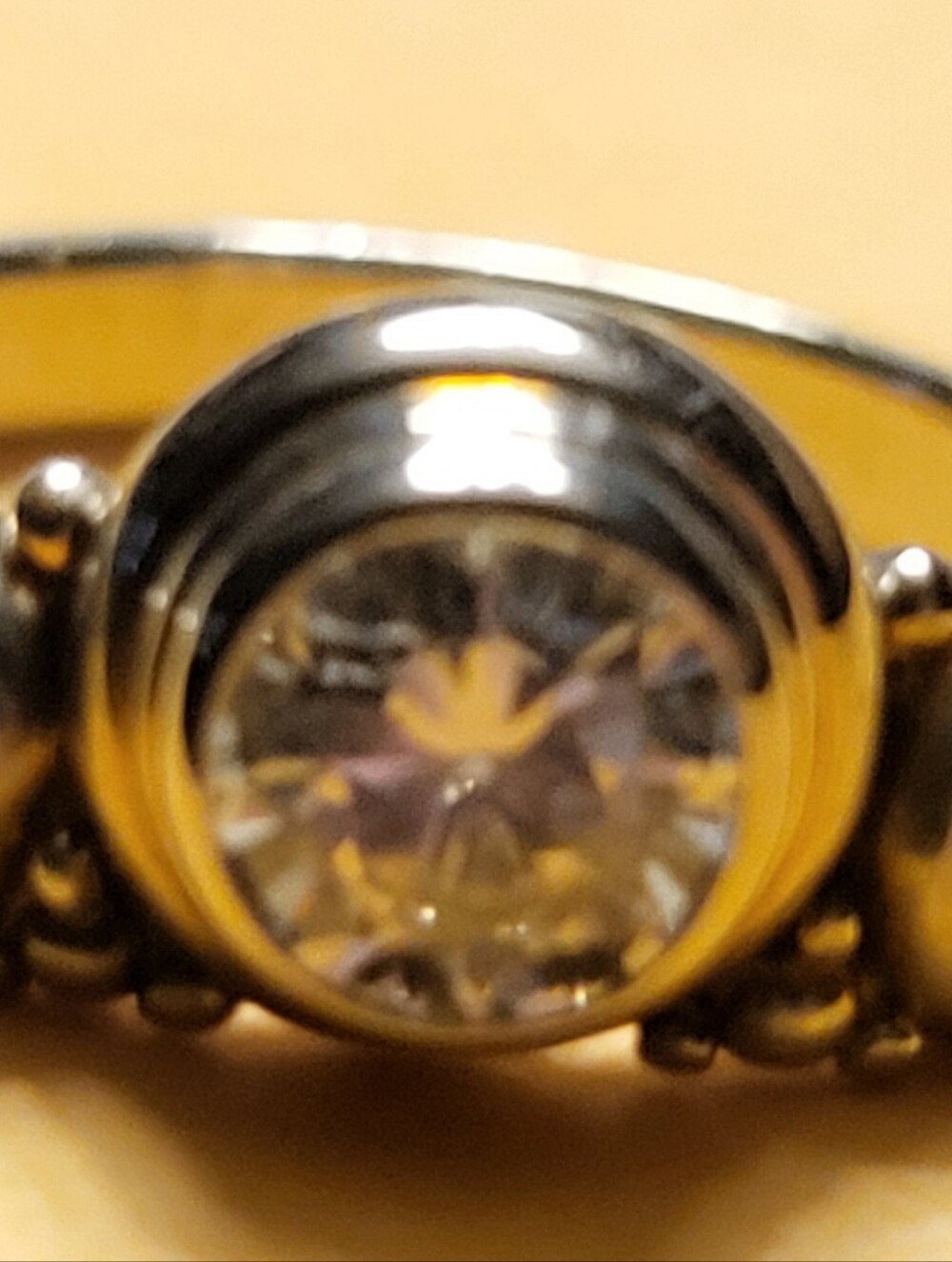 14k Gold Bezel Swirl Diamond Ring